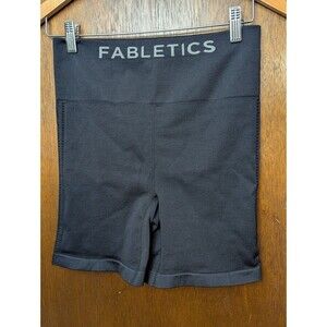 Fabletics Black Seamless Ribbed Biker Shorts Women’s Small High Waisted Yoga Gym